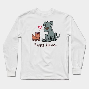 Puppy Love Valentine Great Dane & Yorkie Long Sleeve T-Shirt